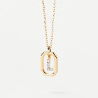 L - Inlay Letter Pendant Necklace
