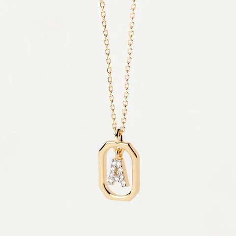Inlay Letter Pendant Necklace