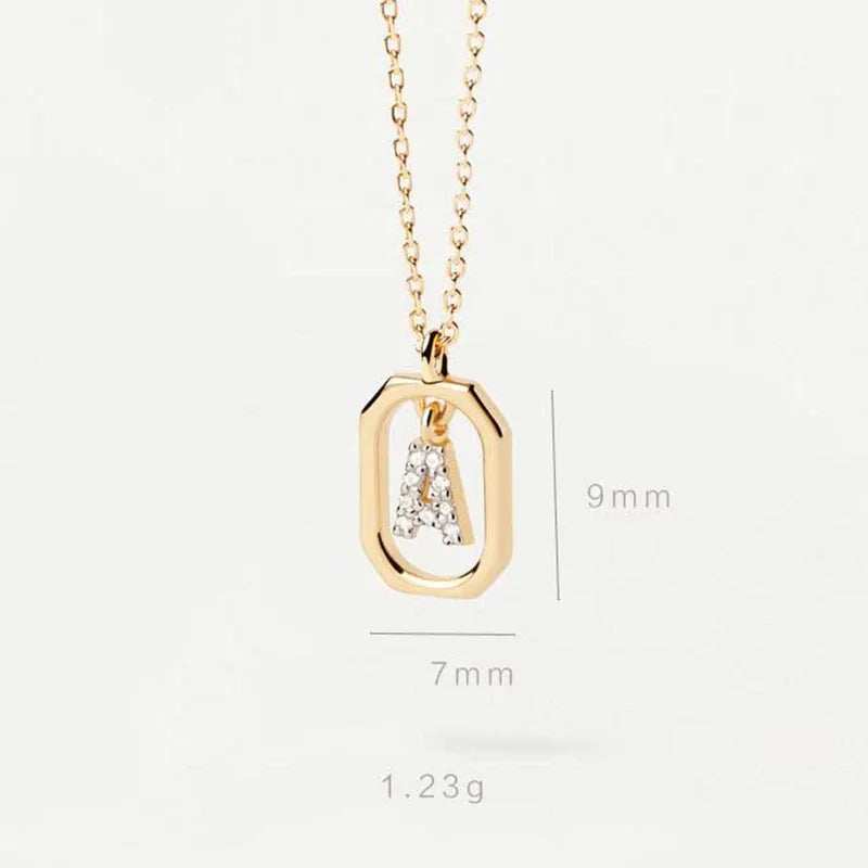 A - Inlay Letter Pendant Necklace