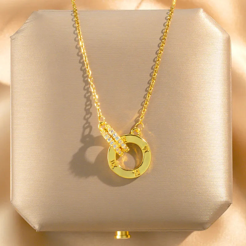 Roman Numeral Double Ring Full Necklace