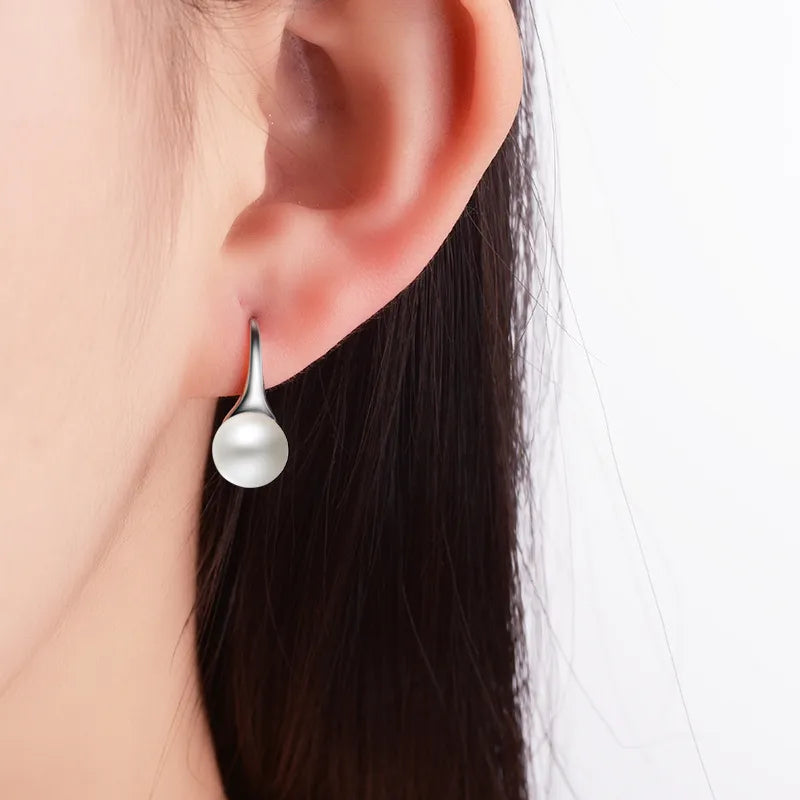 Geometric Drop Pearl Earrings