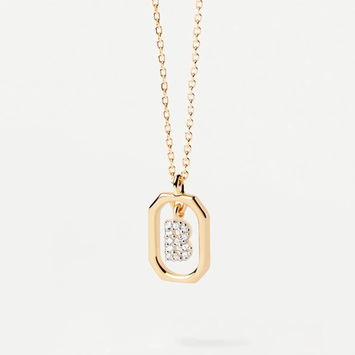 B - Inlay Letter Pendant Necklace