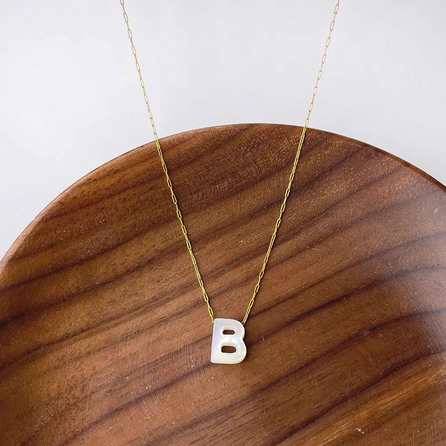 B Letter Shell Pendant Necklace
