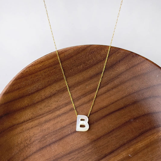B Letter Shell Pendant Necklace