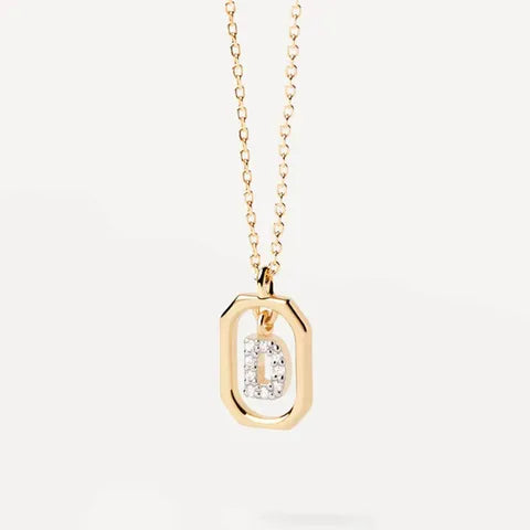Inlay Letter Pendant Necklace