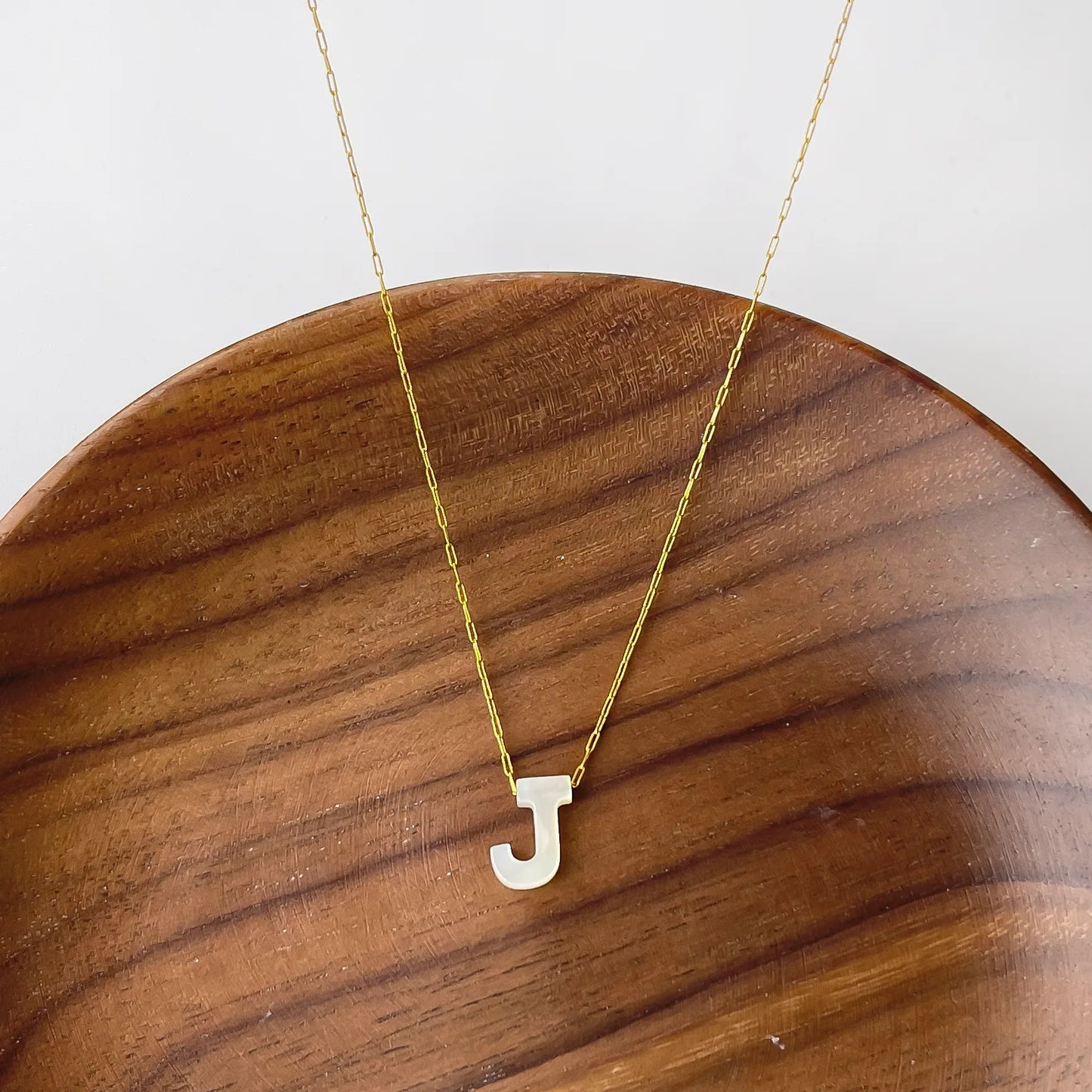 J Letter Shell Pendant Necklace