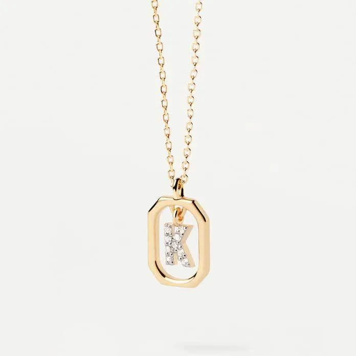 Inlay Letter Pendant Necklace