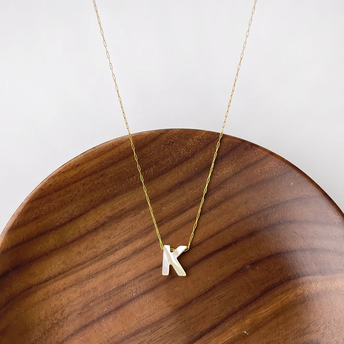 K Letter Shell Pendant Necklace