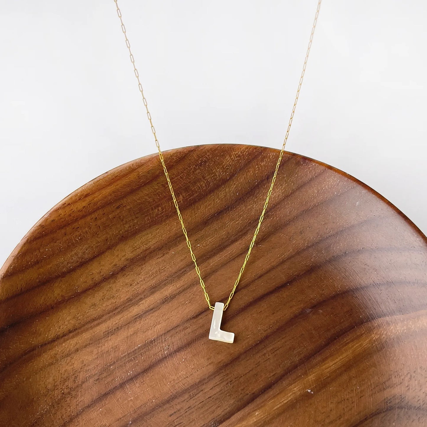L Letter Shell Pendant Necklace