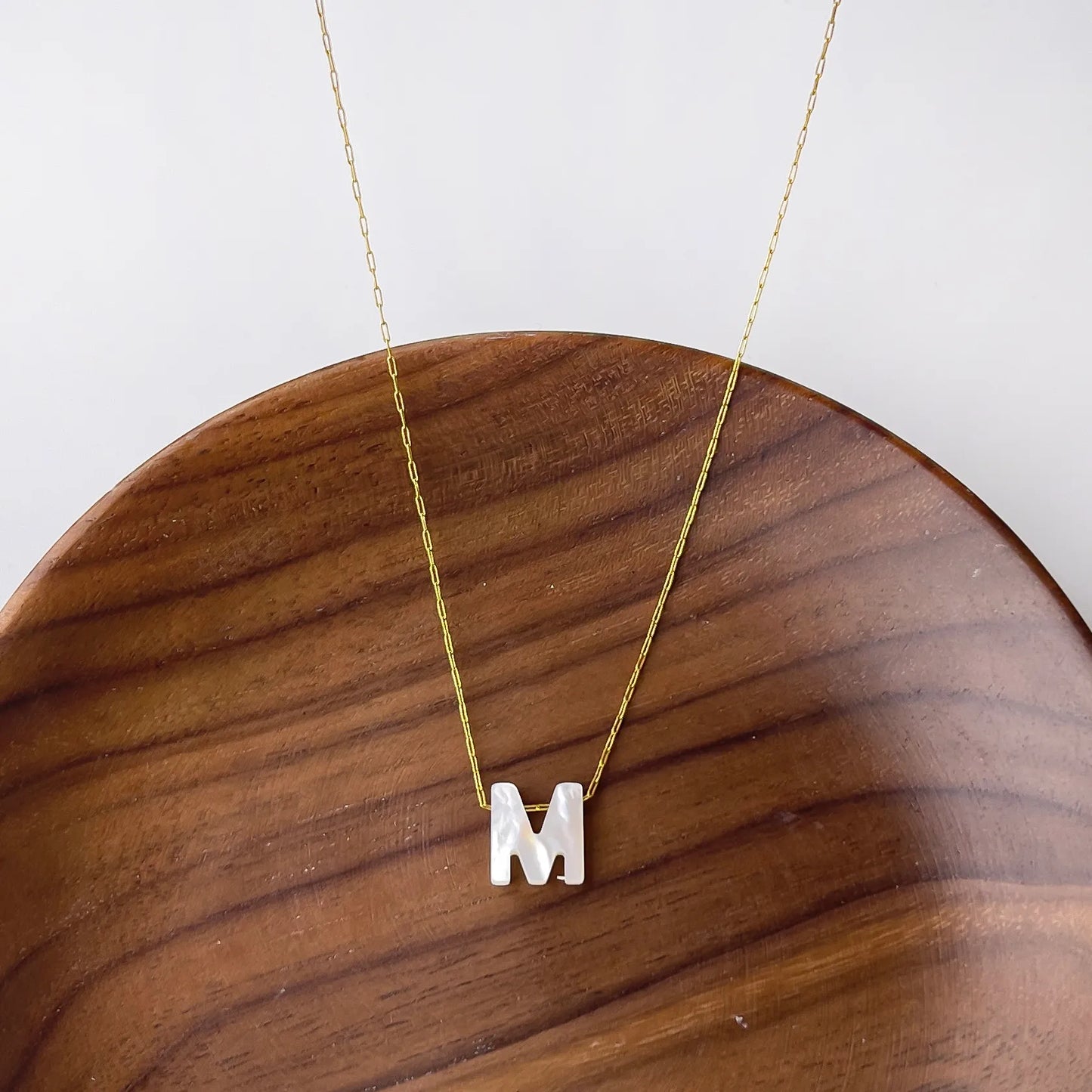 M Letter Shell Pendant Necklace