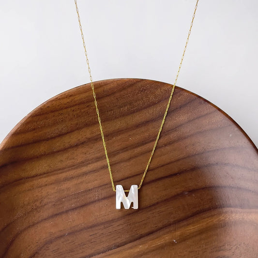 M Letter Shell Pendant Necklace