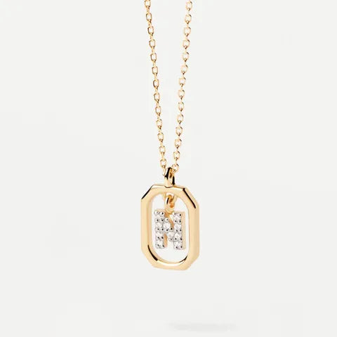 Inlay Letter Pendant Necklace