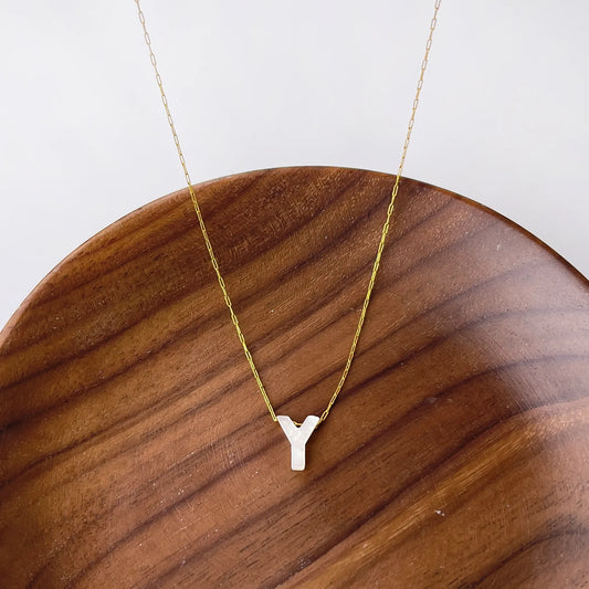 Y Letter Shell Pendant Necklace